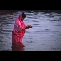 A woman bathing in the Ganges, Varanasi