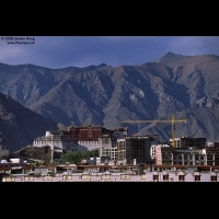 Potala Palace & modern Chinese-style building under construction from Sichuan-Tibet highway