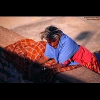 A woman relaxing on rooftop, Jodhpur