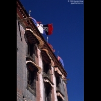 Flags on the roof of Sakya Monastery
