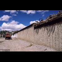 Texture on adobe wall of traditional Tibetan house, Zanda, Nargi