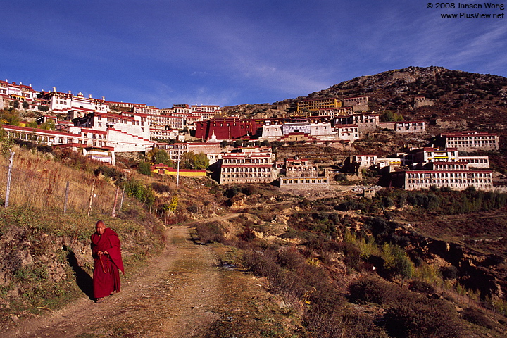 Monk leaving Sera Monastery