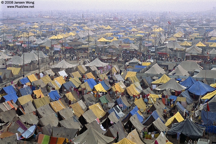 Endless tent city during the Magh Mela festival in Sangam, Allahabad