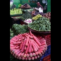 Vegetable vendor preparing his stall, Delhi