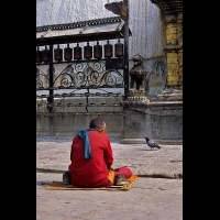 A monk meditating at Swayambhunath