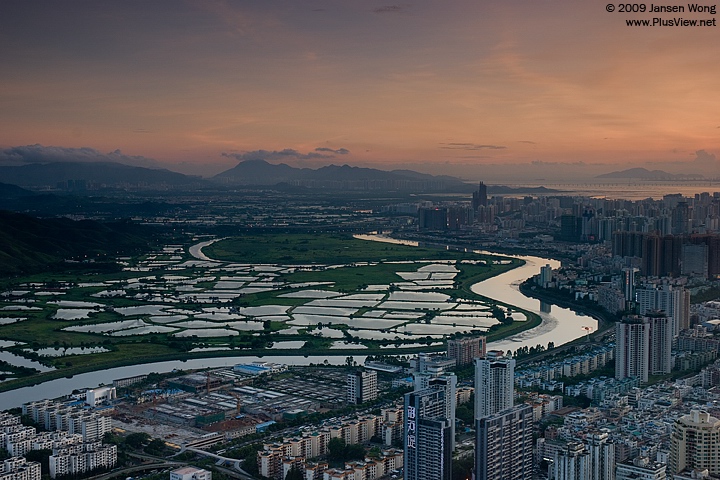 Shenzhen River bordering Hong Kong and mainland China