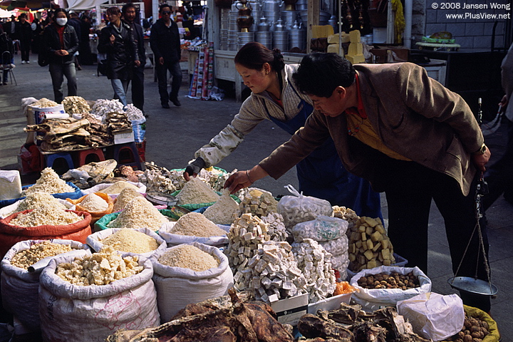 Yak cheese stall, Tromsikhang Market, Lhasa