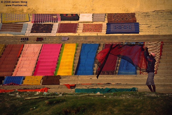 Clothes drying on the Ghat of Ganges