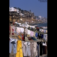 Clothes dry in the sun along Ganges, Varanasi