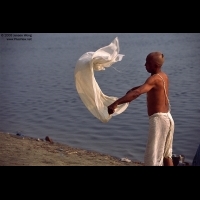 A man washing clothes in the Ganges, Varanasi