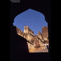 Wall of Mehrangarh Fort seen through arch, Jodhpur