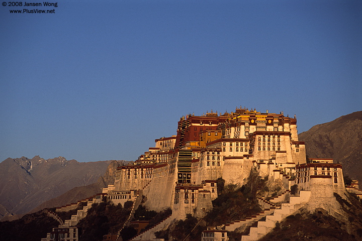 Potala Palace at sunrise from Dosenge Rd., Lhasa